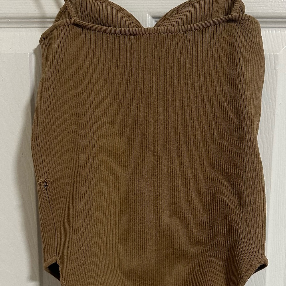 Zara Tan Ribbed Knit Top - Picture 3 of 3